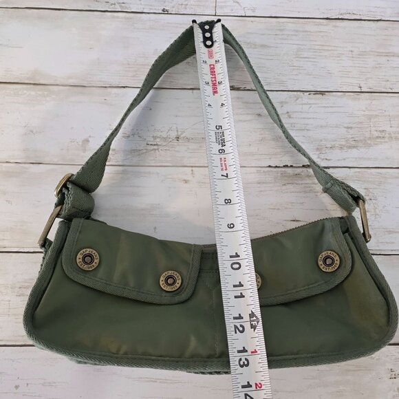 Vtg Gap Y2K Nylon Handbag Olive Green Mini Hobo Purse Shoulder Bag Paramilitary - Picture 8 of 9